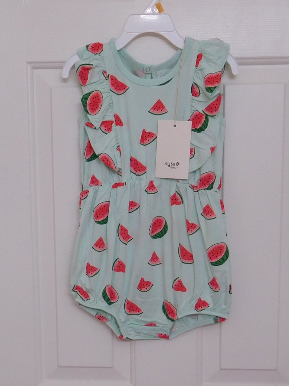 NWT Kyte Baby Green Pink Watermelon Print Bubble Romper sz 3t